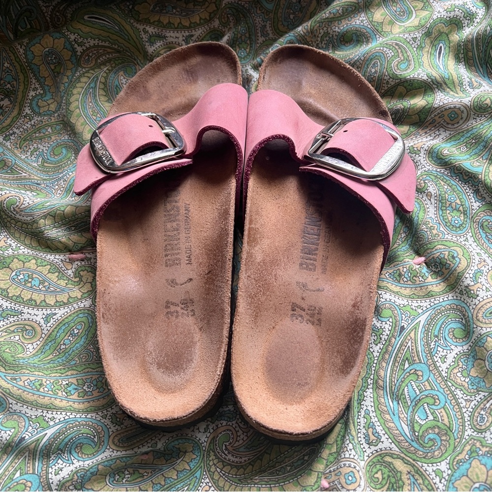 Birkenstock Madrid Big Buckle Pink Slide Sandals 37/ 6-6.5 - Picture 5 of 11